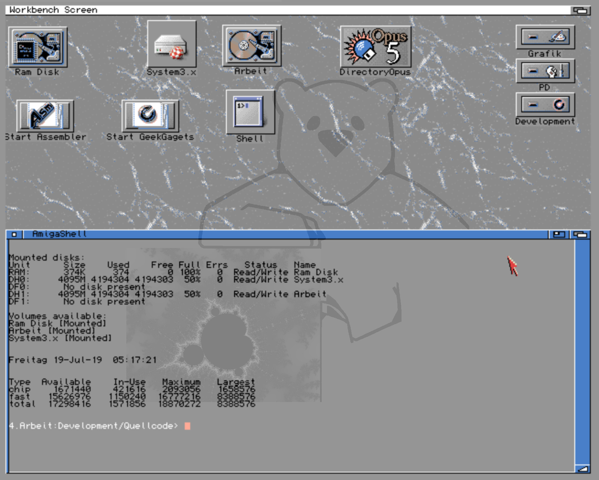 Screenshot meines eigenen Amiga 4000, mit einigen Erweiterungen wie der MagicWB und MagicMenu